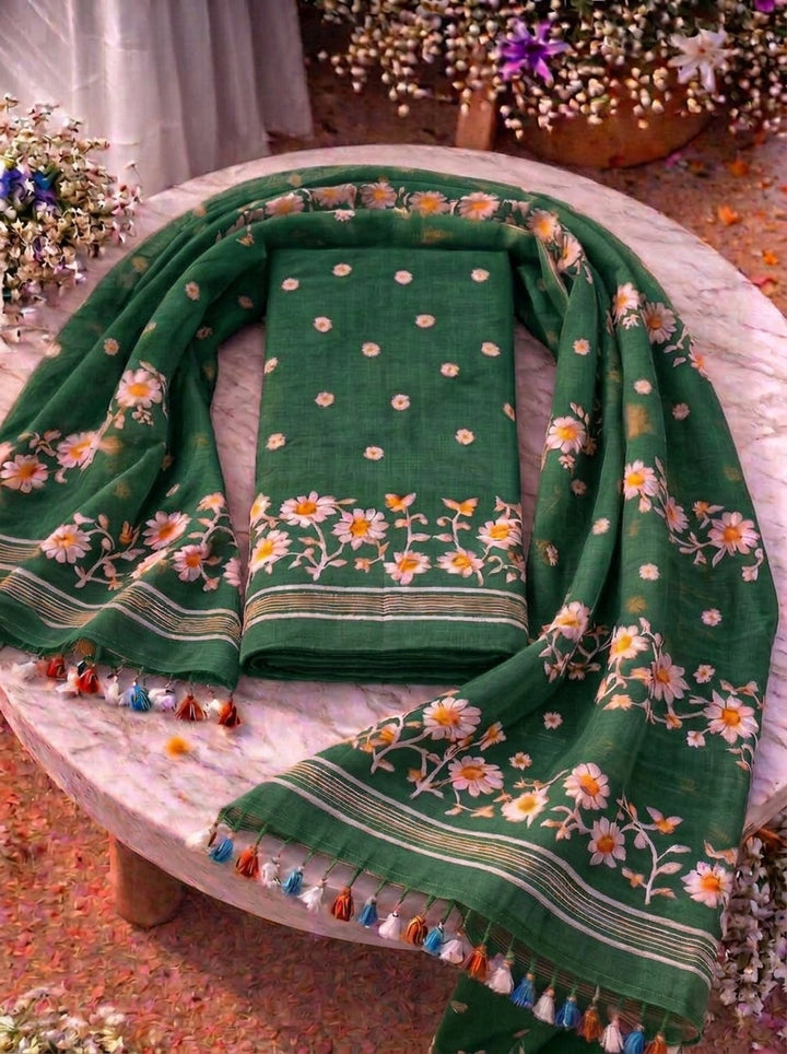 Krishnakoli Cotton Silk Unstitched Dress Material (Kurti Piece and Dupatta)
