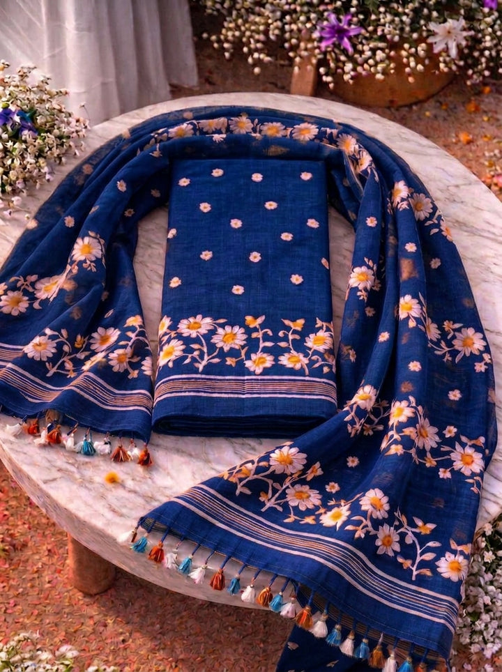 Krishnakoli Cotton Silk Unstitched Dress Material (Kurti Piece and Dupatta)