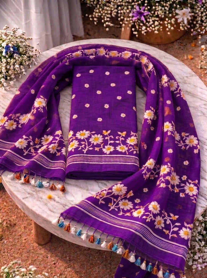 Krishnakoli Cotton Silk Unstitched Dress Material (Kurti Piece and Dupatta)