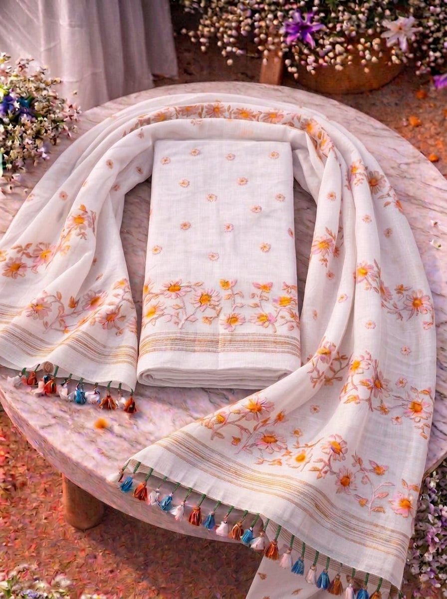 Krishnakoli Cotton Silk Unstitched Dress Material (Kurti Piece and Dupatta)