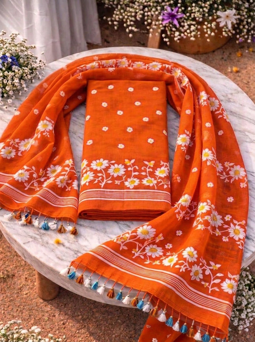 Krishnakoli Cotton Silk Unstitched Dress Material (Kurti Piece and Dupatta) (Copy)