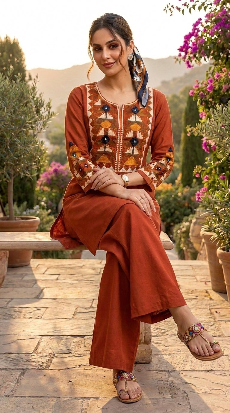 Celestial Charm Cotton Kurti Set