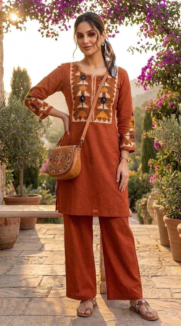 Celestial Charm Cotton Kurti Set