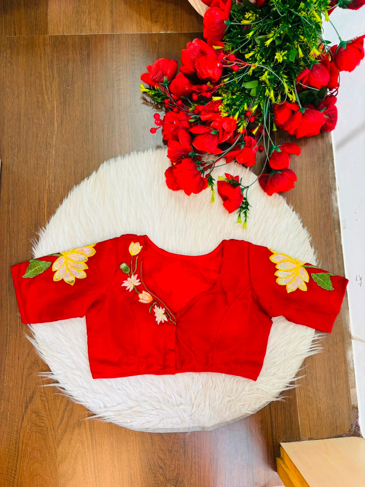 Reflection of Lotus Vichitra Silk Blouse