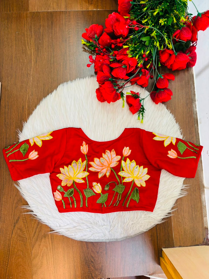 Reflection of Lotus Vichitra Silk Blouse