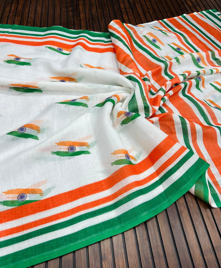 Tiranga Grace Semi Linen Saree (Independence Day Special)