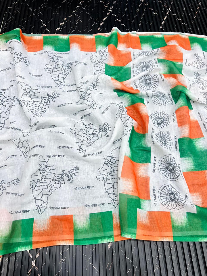 Tiranga Grace Semi Linen Saree (Independence Day Special)