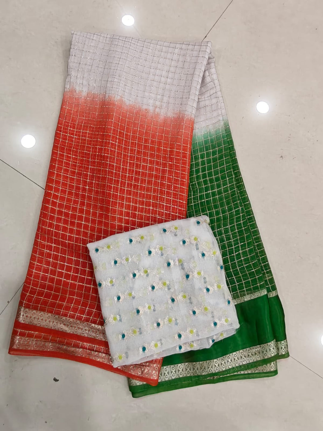 The Freedom Weave – Independence Day Special Viscose Zari Check Saree