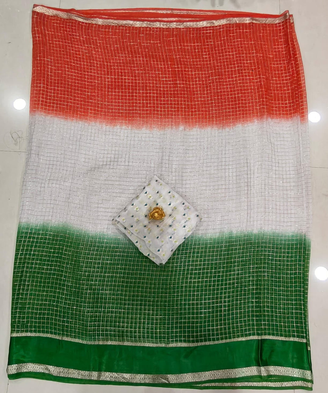 The Freedom Weave – Independence Day Special Viscose Zari Check Saree