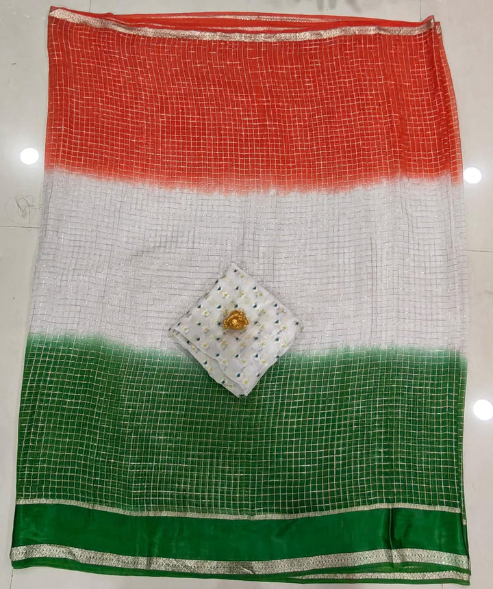 The Freedom Weave – Independence Day Special Viscose Zari Check Saree
