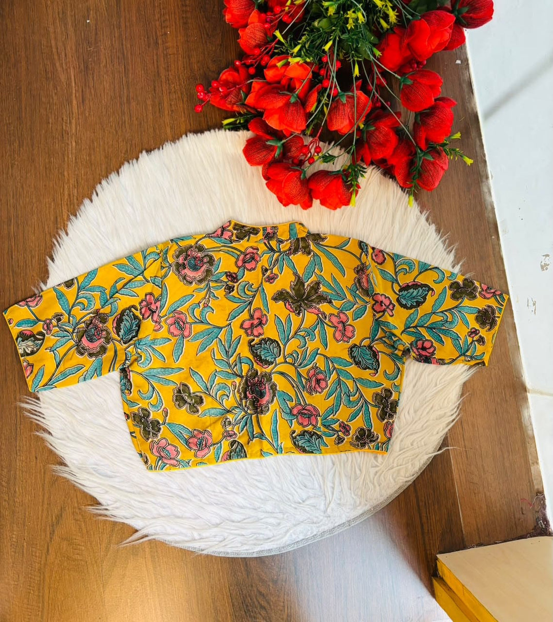 Retro Sketch Kalamkari Designer Blouse