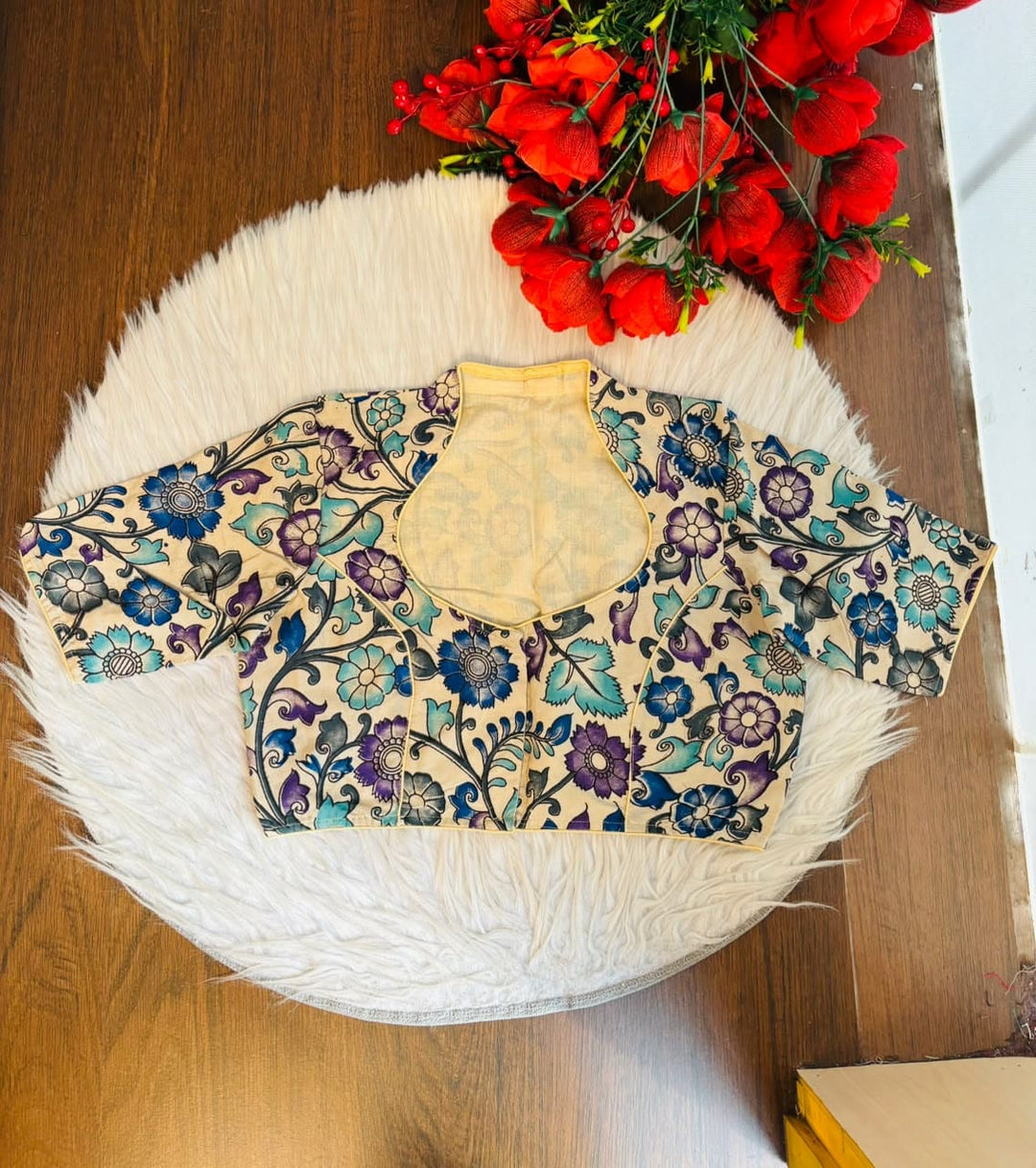 Retro Sketch Kalamkari Designer Blouse