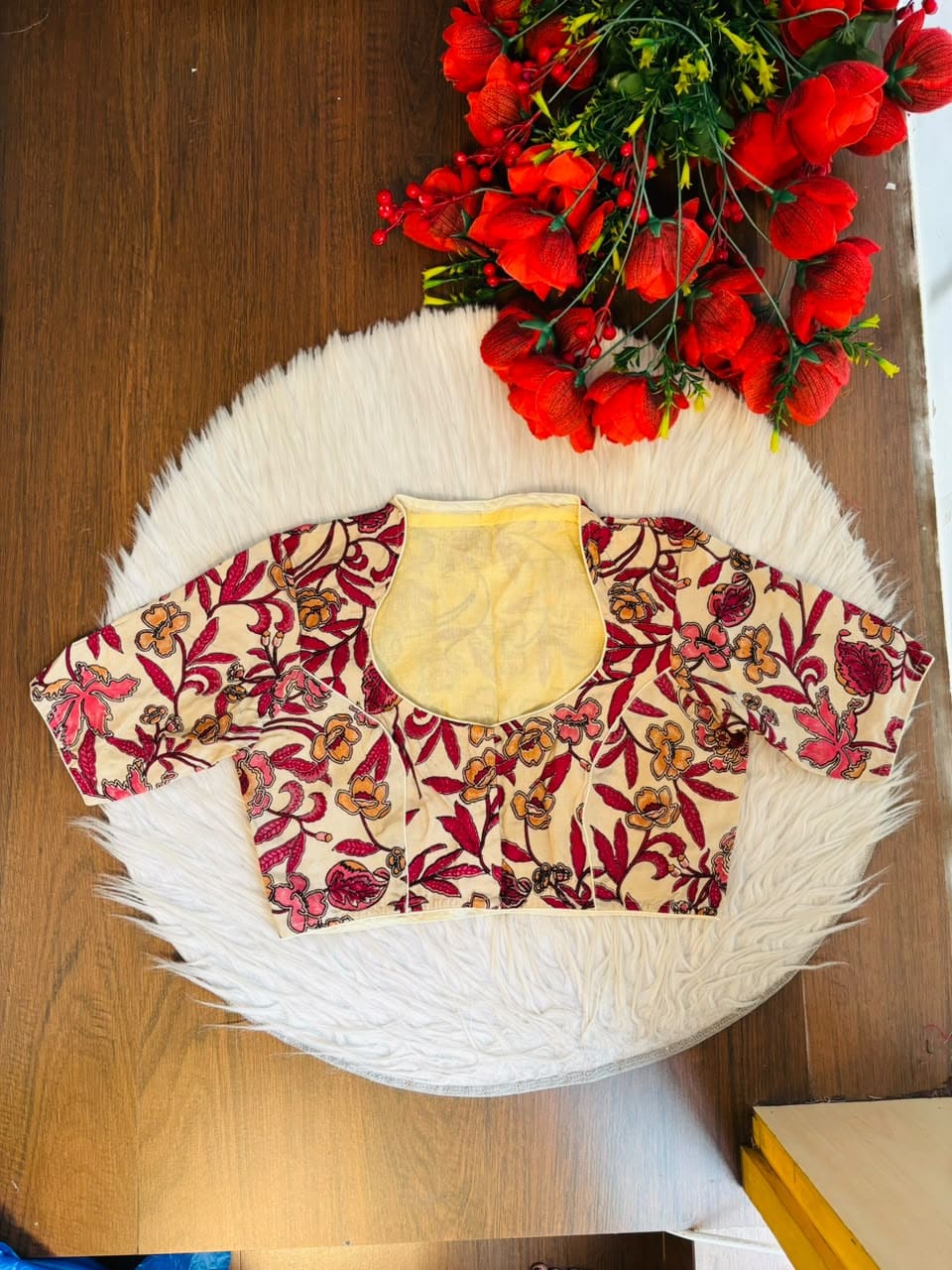 Retro Sketch Kalamkari Designer Blouse