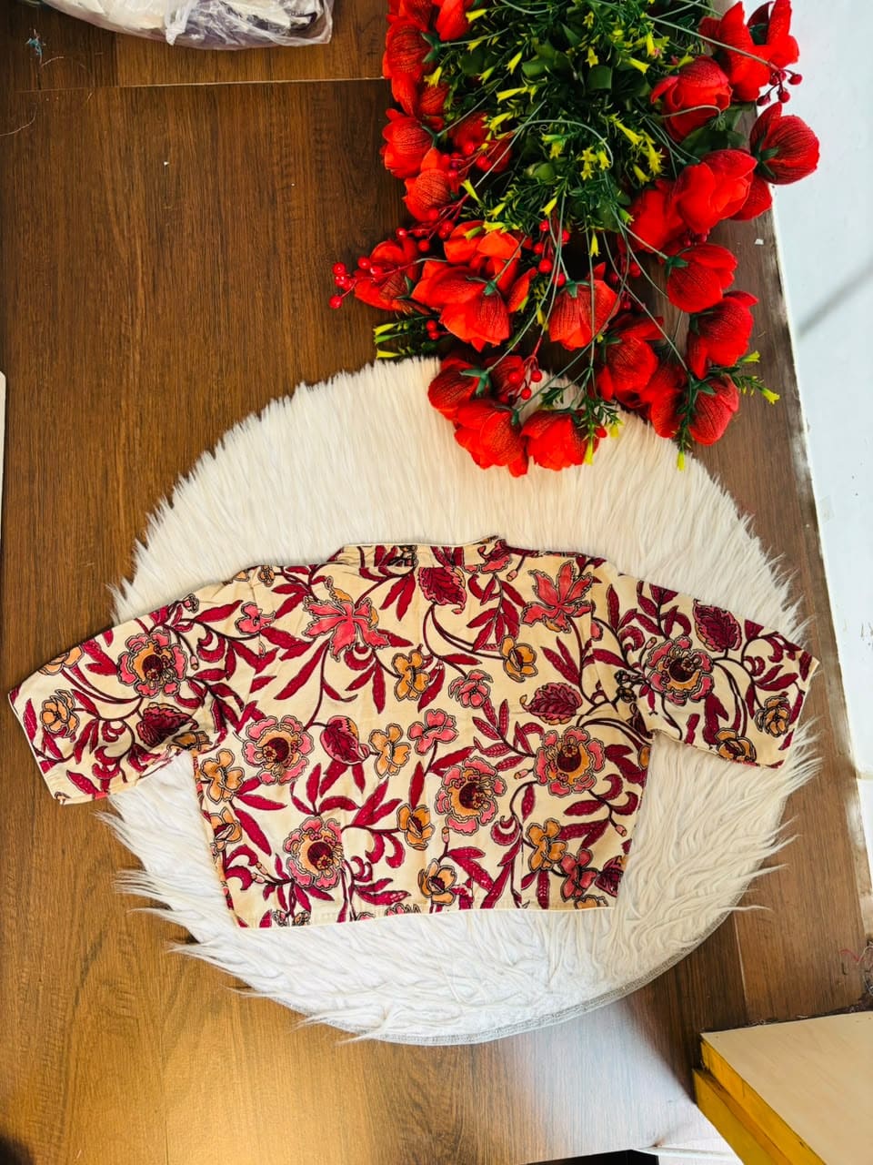 Retro Sketch Kalamkari Designer Blouse