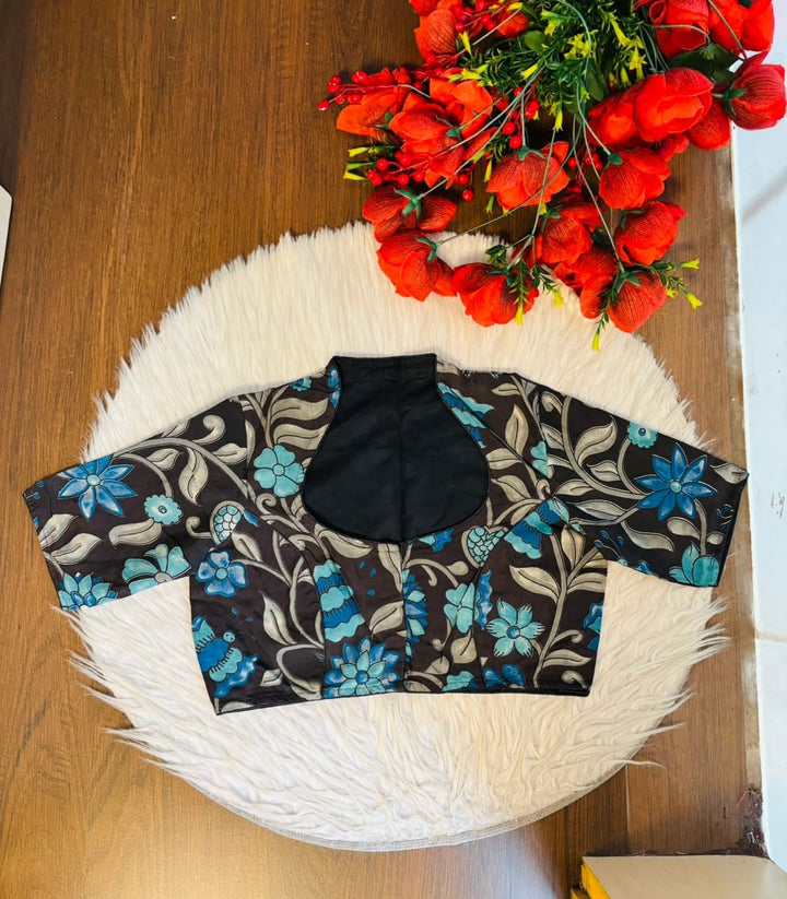 Retro Sketch Kalamkari Designer Blouse