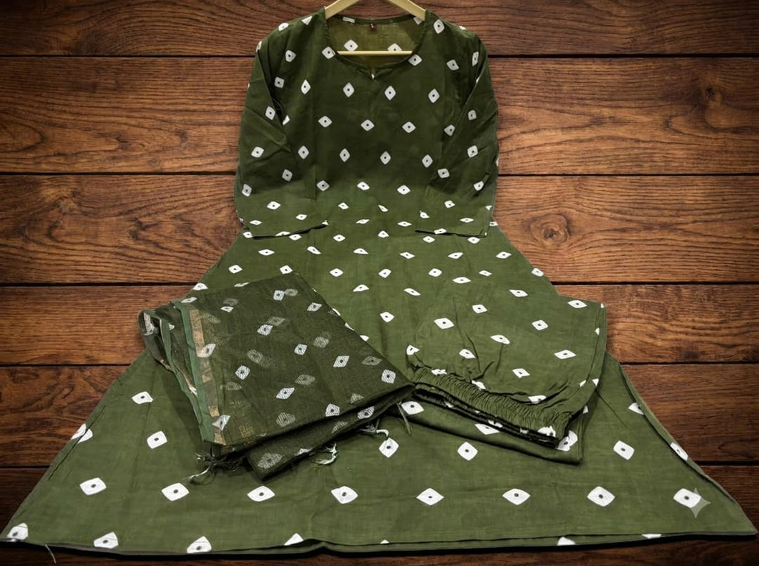 Be My Bandhani Kota Doriya Cotton Kurti Set