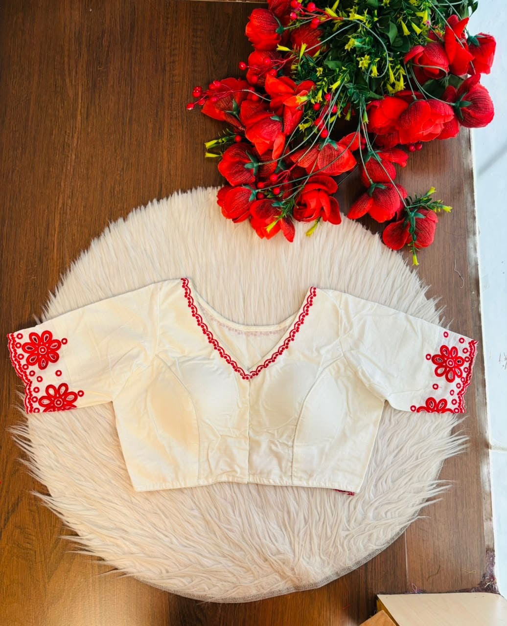 A Crown of Petals Cotton Embroidered Blouse