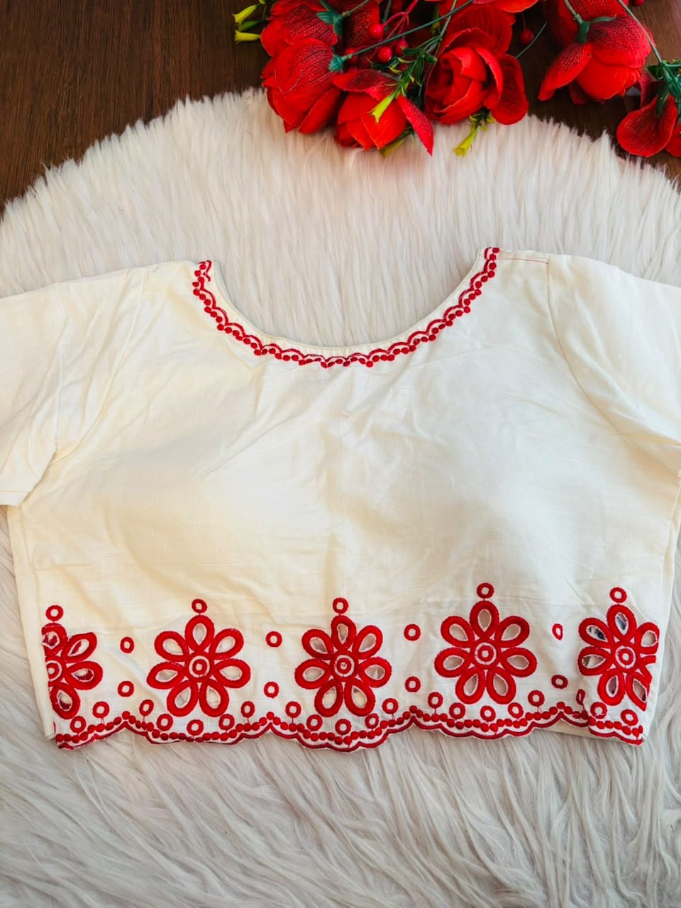 A Crown of Petals Cotton Embroidered Blouse