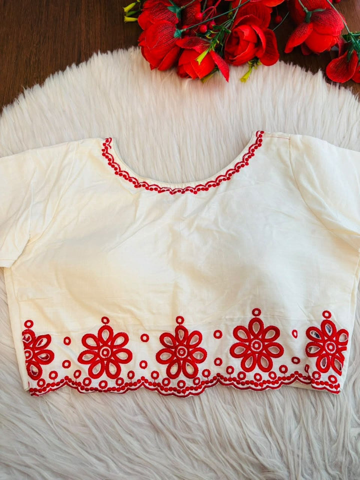 A Crown of Petals Cotton Embroidered Blouse