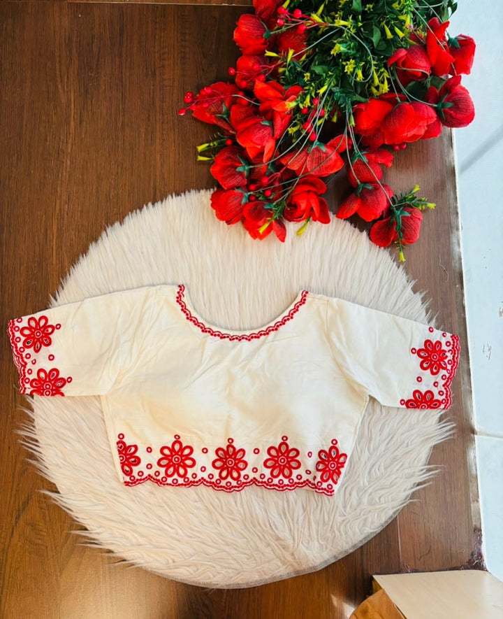 A Crown of Petals Cotton Embroidered Blouse