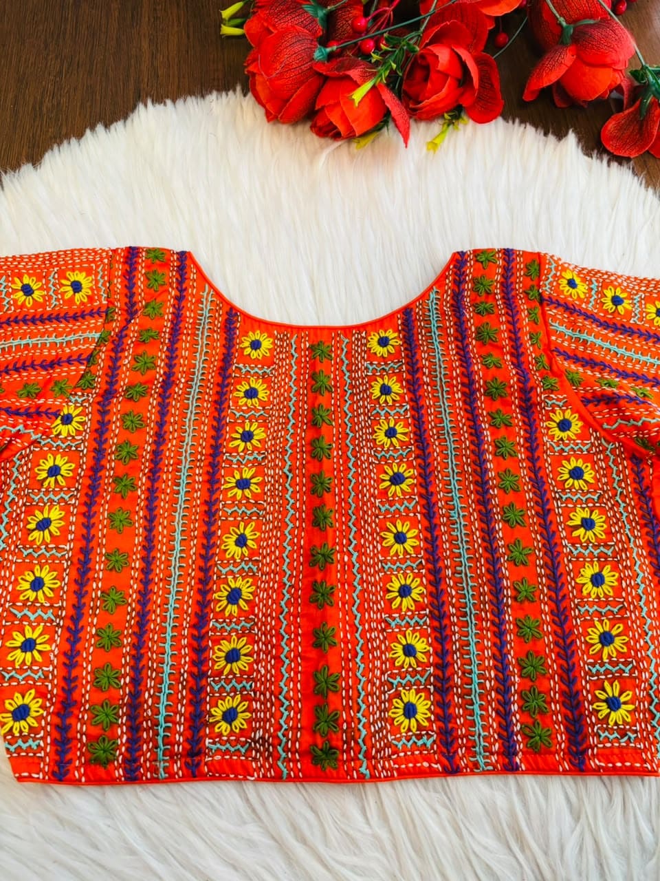 Sunflower Reverie-Multicolor Handwork Blouse