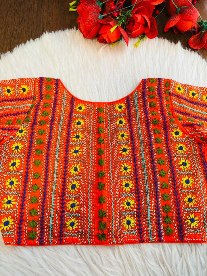 Sunflower Reverie-Multicolor Handwork Blouse