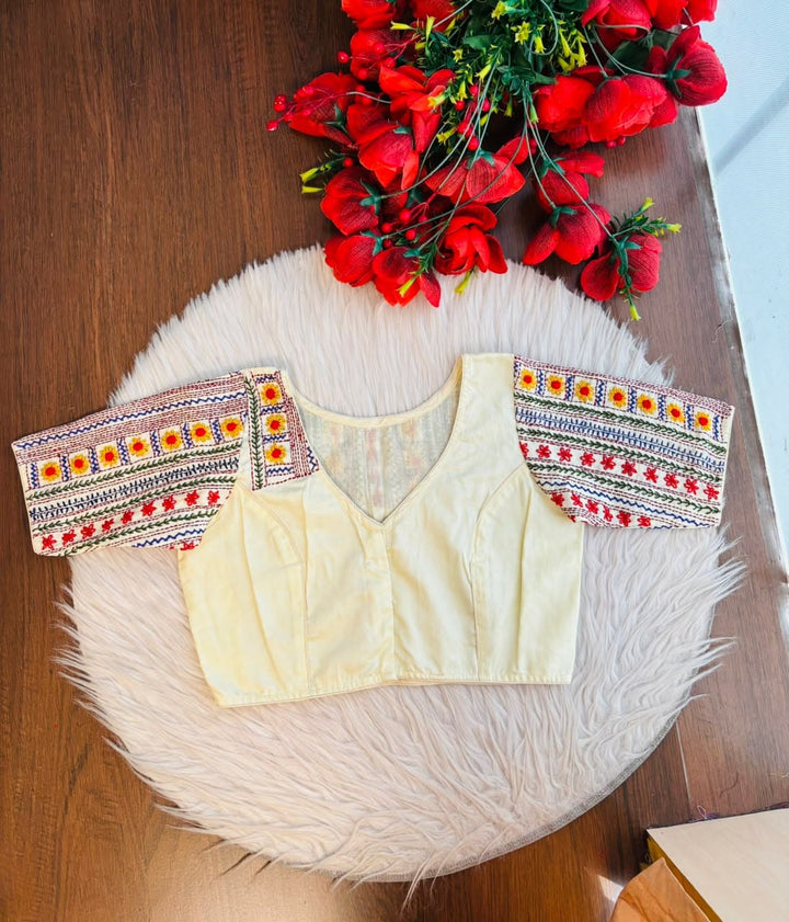 Sunflower Reverie-Multicolor Handwork Blouse