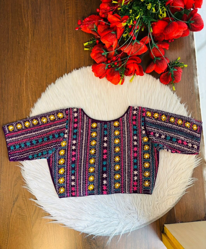 Sunflower Reverie-Multicolor Handwork Blouse