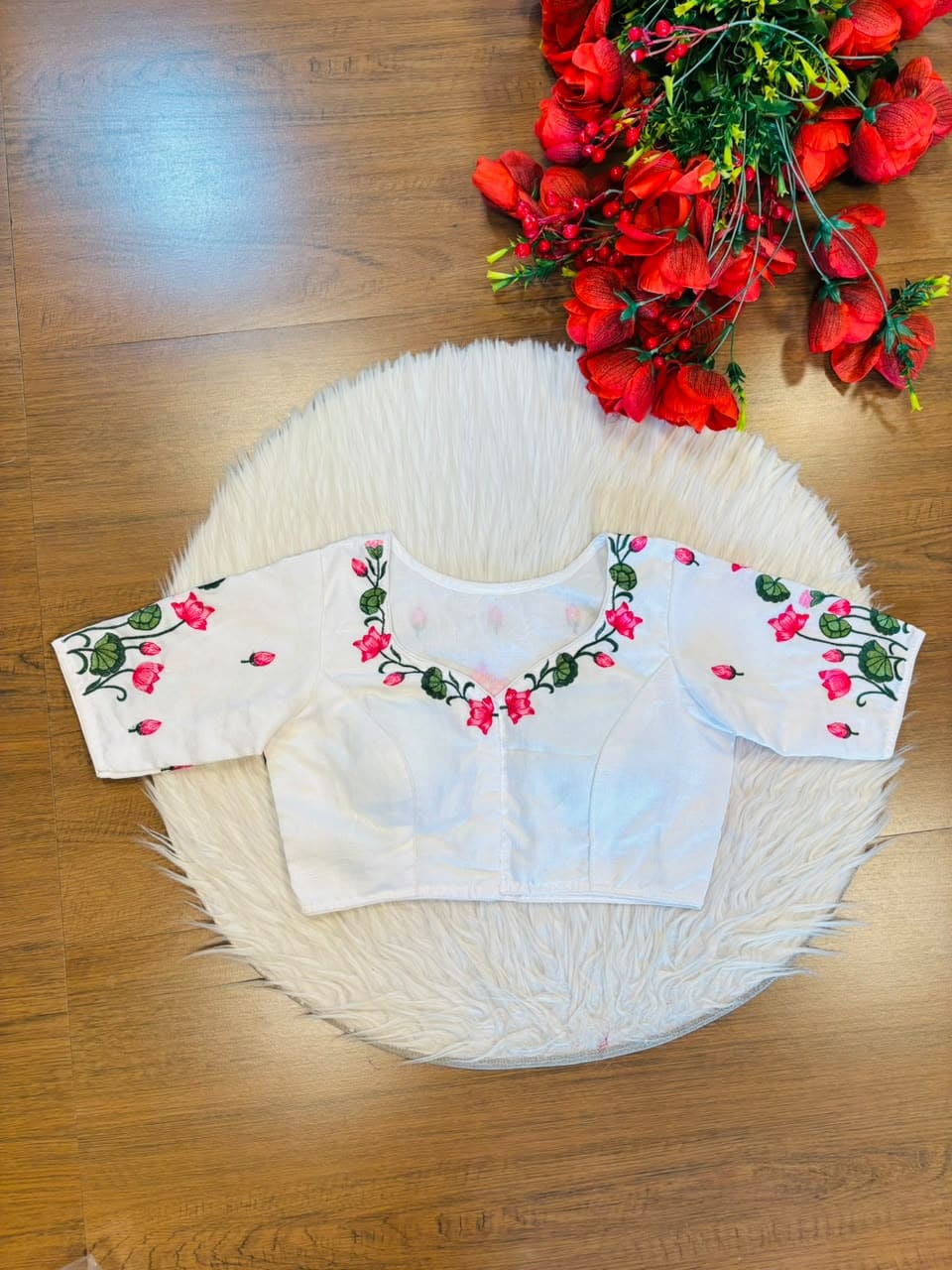 Lotus Majesty Vichitra Silk Blouse