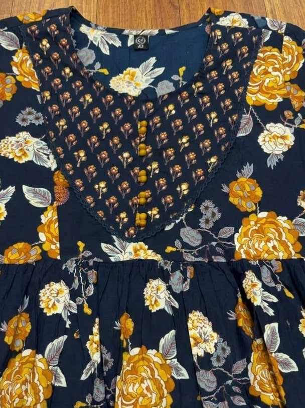 Midnight Shimmer Cotton Kurti Set