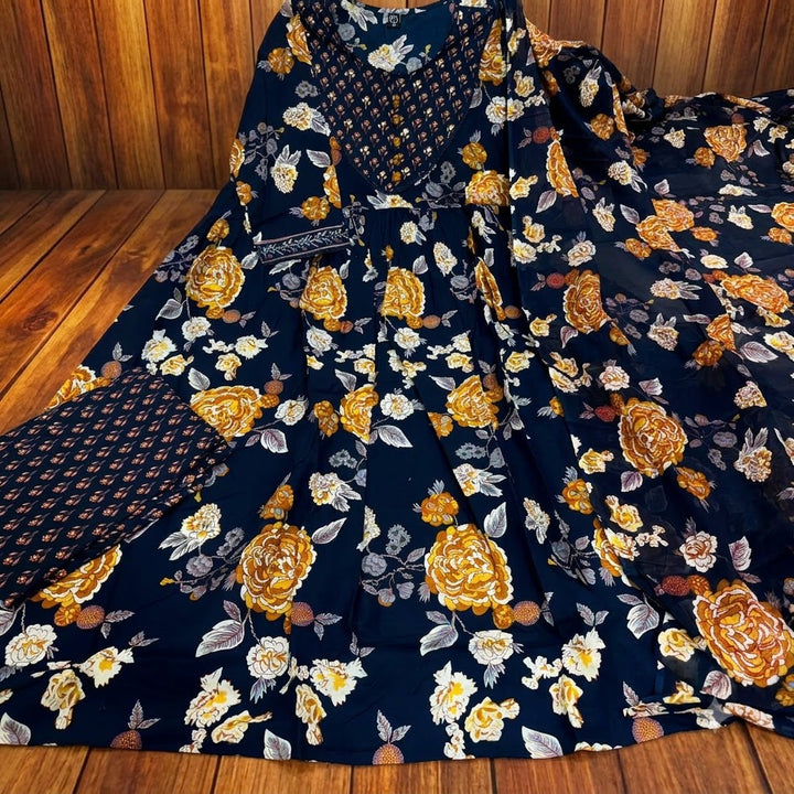 Midnight Shimmer Cotton Kurti Set