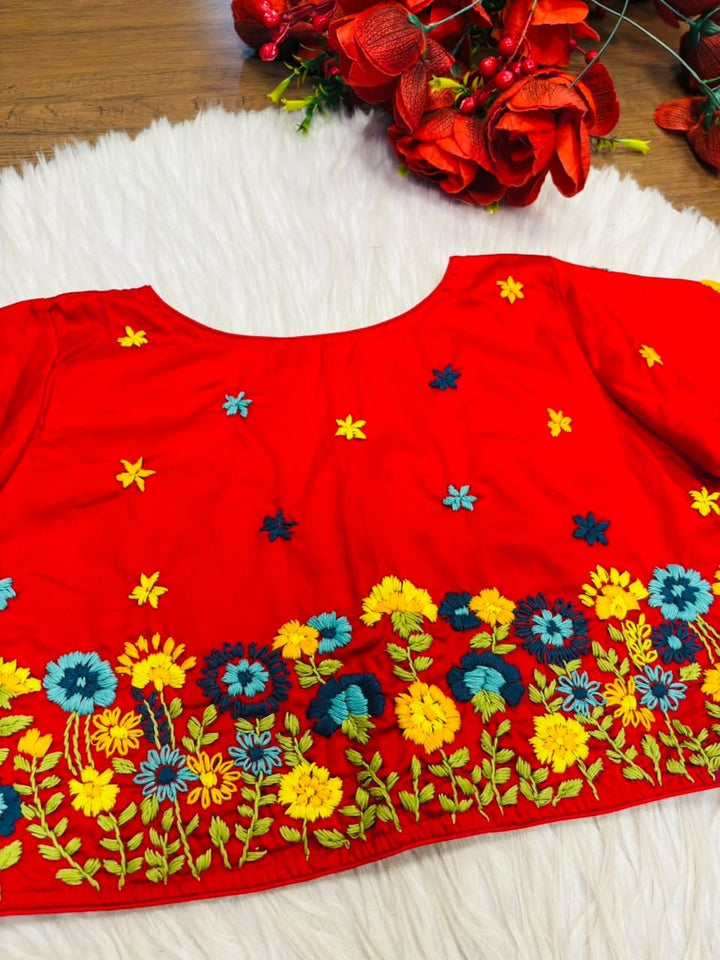 Blooming Paradise – Handstitched Designer Blouse