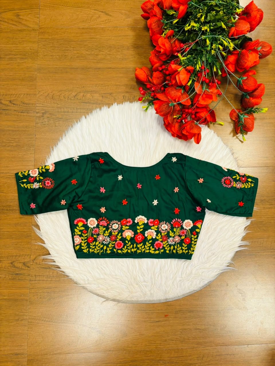 Blooming Paradise – Handstitched Designer Blouse
