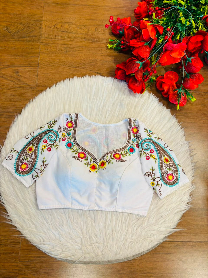 Festive Paisley Vichitra Silk Blouse