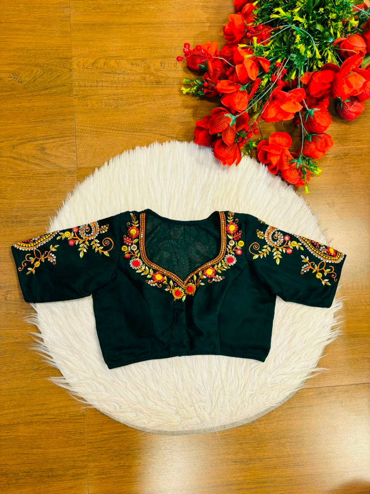 Festive Paisley Vichitra Silk Blouse