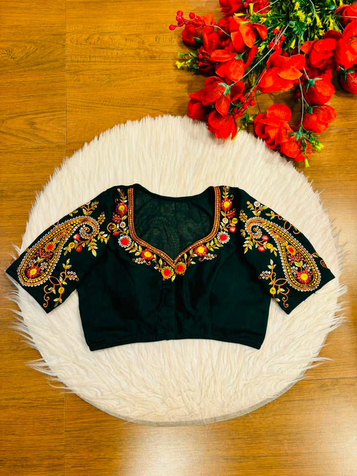 Festive Paisley Vichitra Silk Blouse