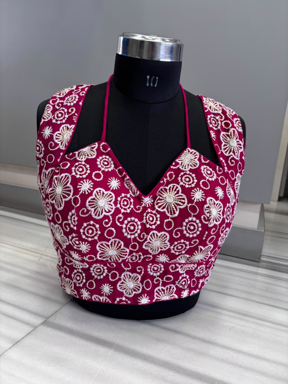 The Glam Edit Vichitra Silk Embroidered Blouse