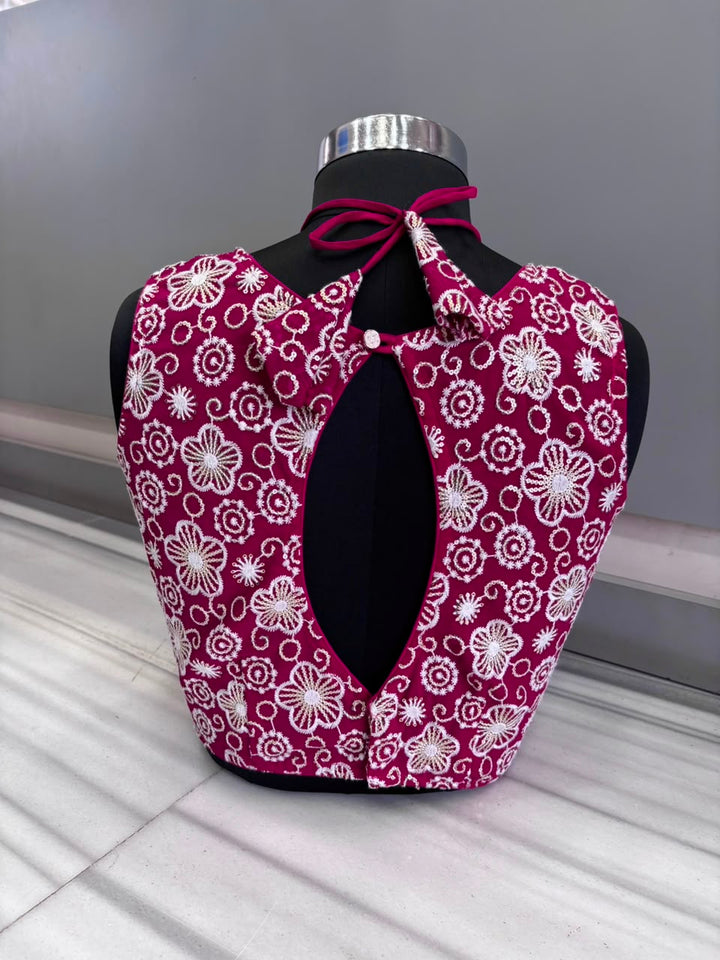 The Glam Edit Vichitra Silk Embroidered Blouse
