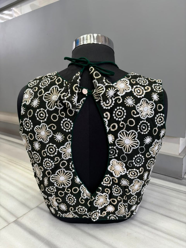The Glam Edit Vichitra Silk Embroidered Blouse