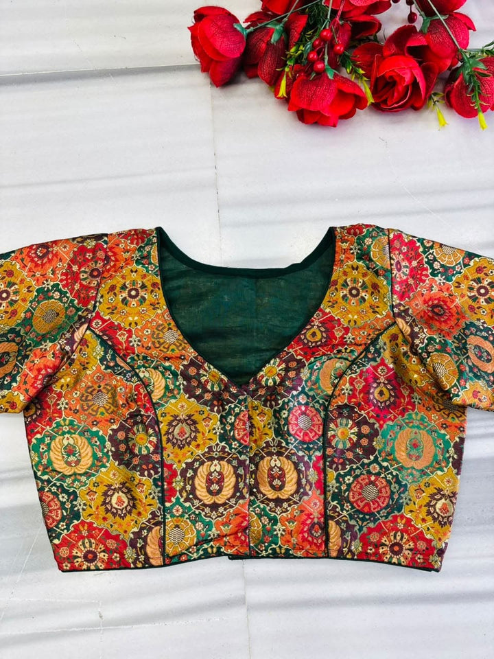 Crown on Repeat- Katan Silk Banarasi Blouse