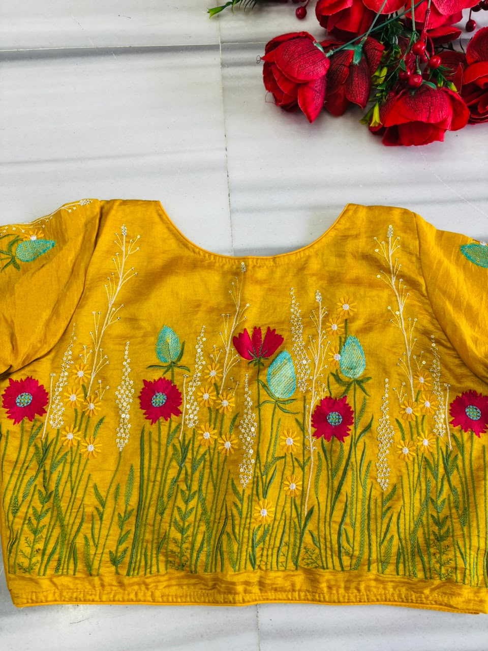 Gilded Garden Vichitra Silk Blouse
