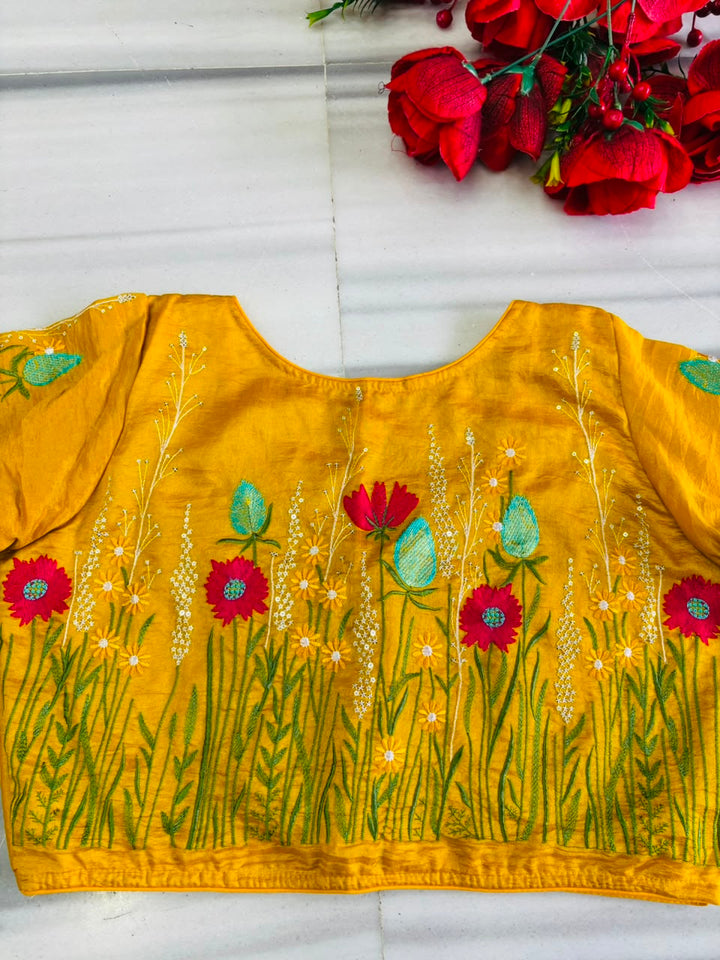 Gilded Garden Vichitra Silk Blouse