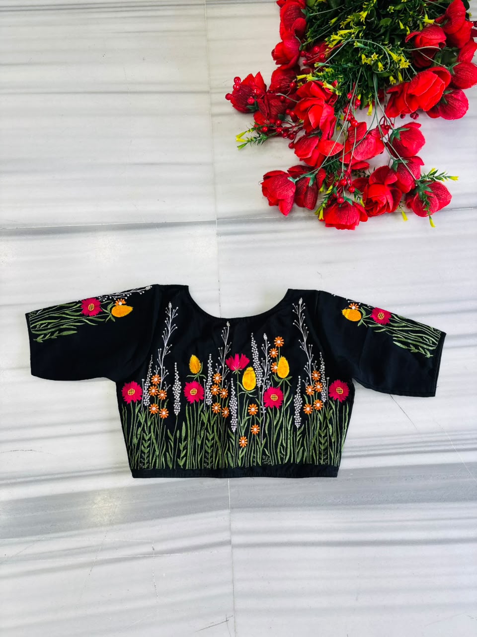 Gilded Garden Vichitra Silk Blouse