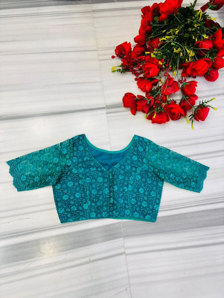 Magnificent Bloom Heritage Net Chikankari Blouse
