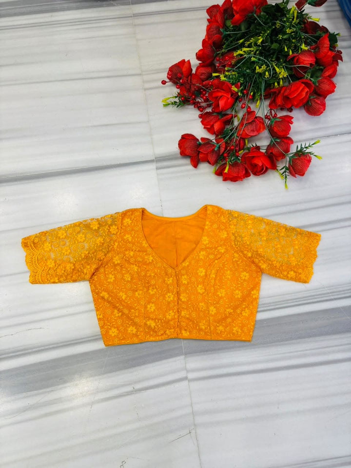 Magnificent Bloom Heritage Net Chikankari Blouse