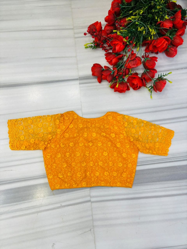 Magnificent Bloom Heritage Net Chikankari Blouse