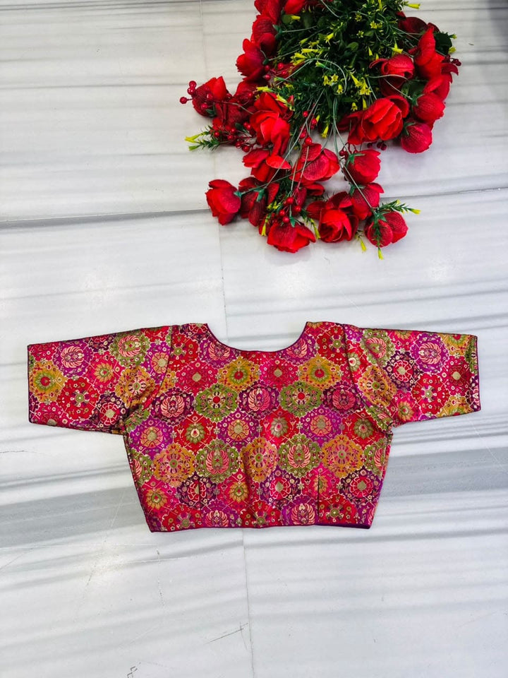 Crown on Repeat- Katan Silk Banarasi Blouse