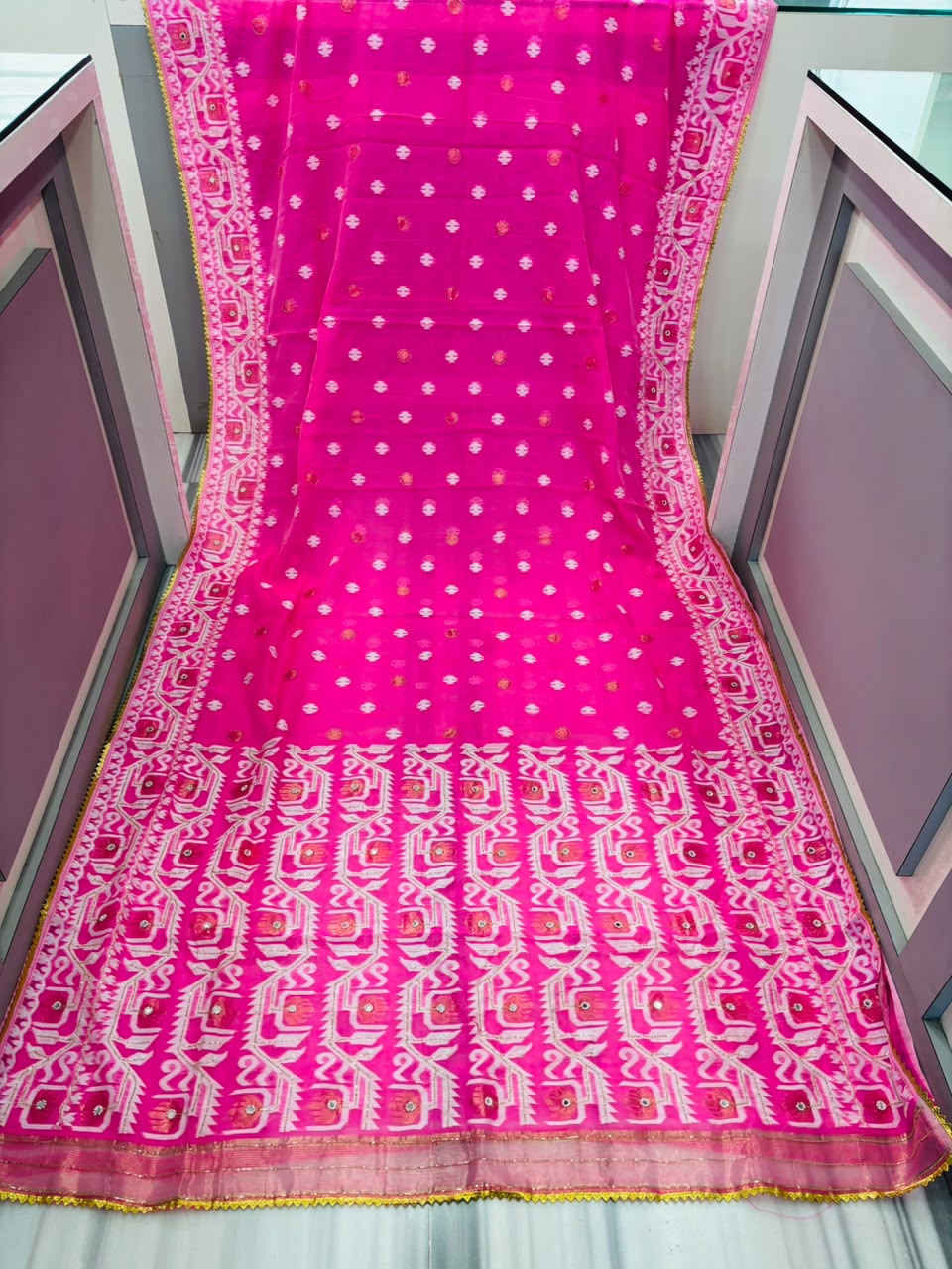 Sonar Alo  Katdana Jamdani Saree(Dark Golapi)