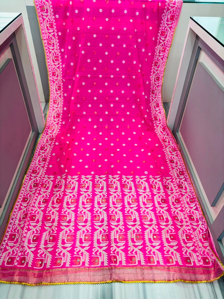 Sonar Alo  Katdana Jamdani Saree(Dark Golapi)