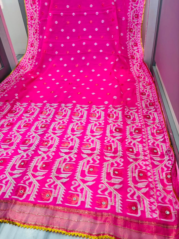 Sonar Alo  Katdana Jamdani Saree(Dark Golapi)